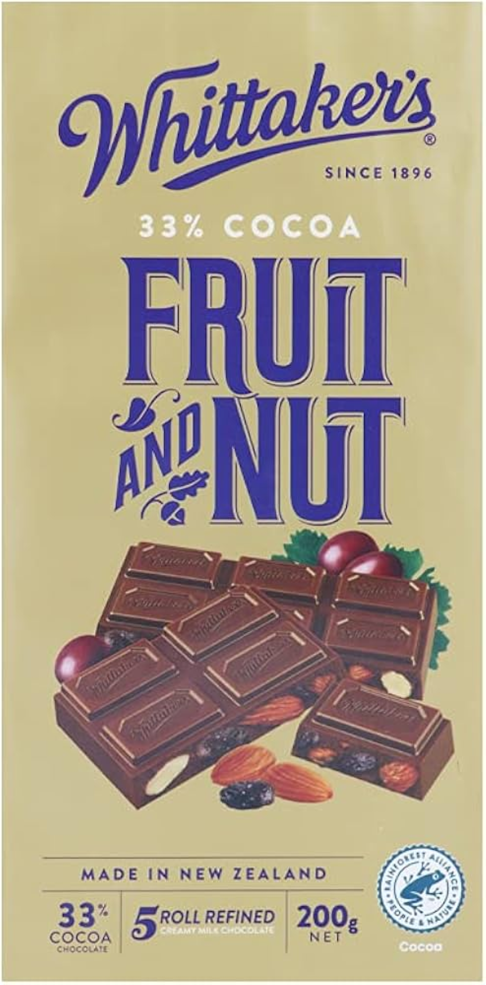 WHITTAKERS BLOCK FRUIT & NUT 200G